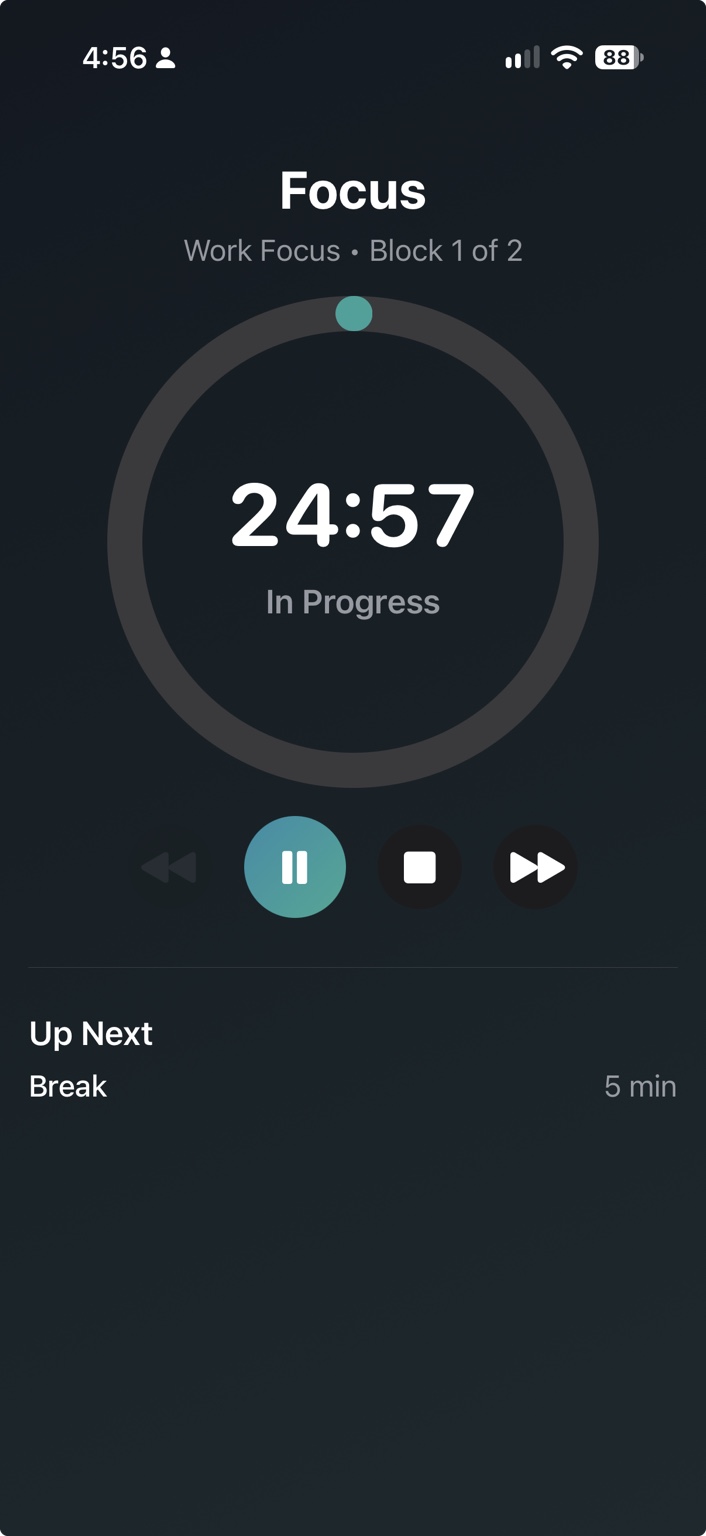 Routine Flow focus timer in progress